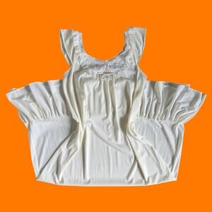 80's 90's vintage ivory floral eyelet maxi night gown slip dress MEDIUM gilead